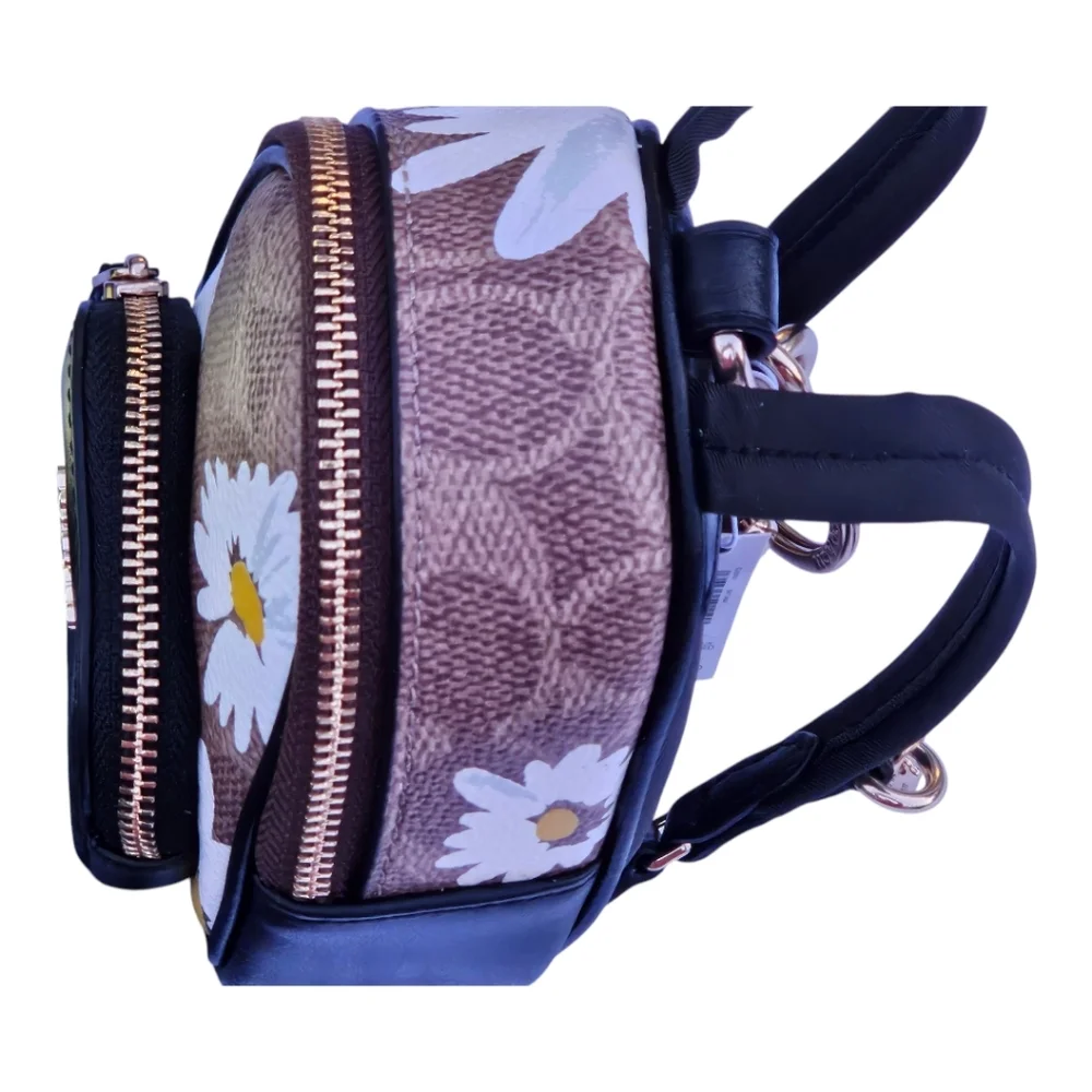 NWT Coach Mini Backpack Key Chain Charm with Daisy Print